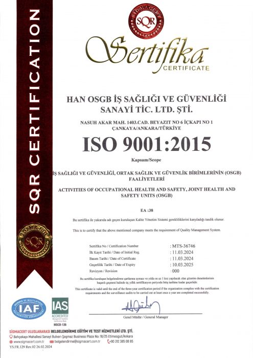 HanOSGB ISO 9001 Sertifikası
